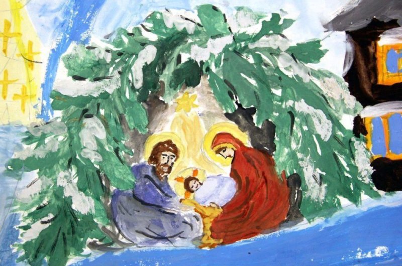 Рисунок на тему Рождество Христово