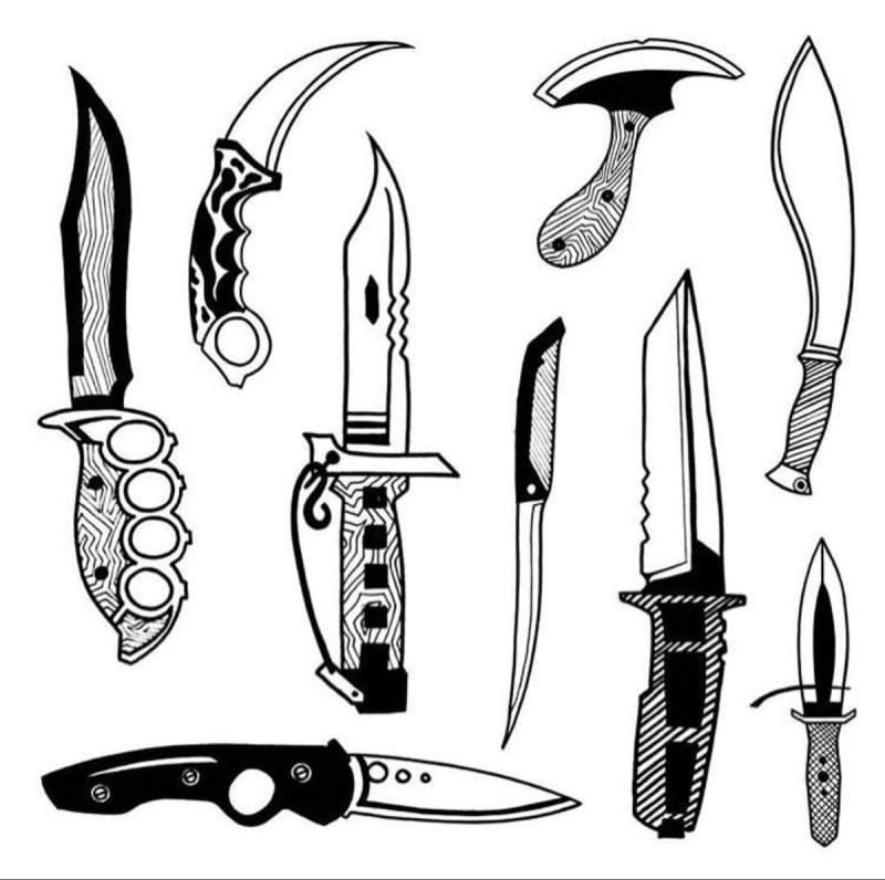 эскизы татуировок ножей