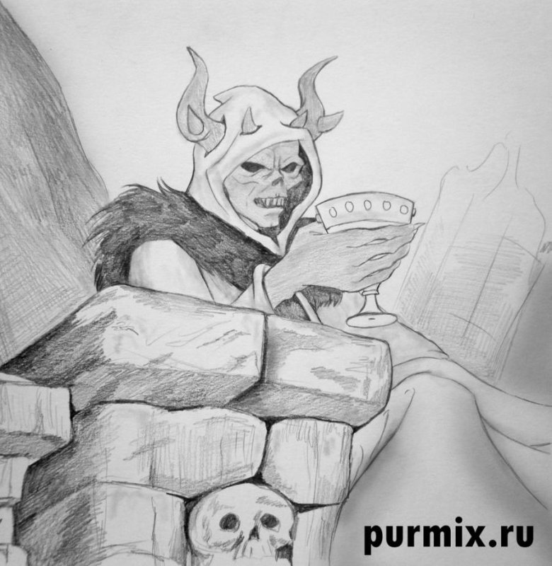 Чёрный котёл рогатый Король арт