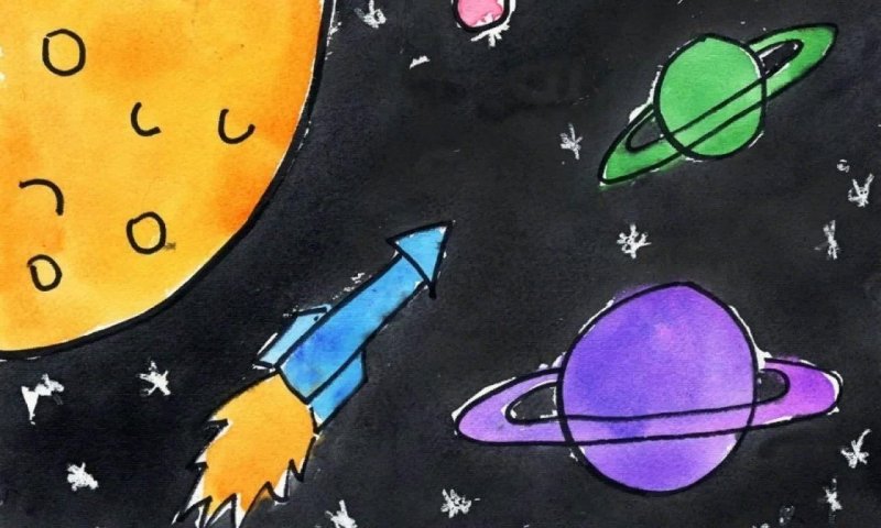 Космос рисунок легкий