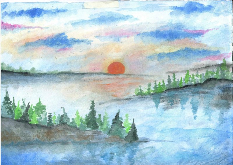 акварельные пейзажи для начинающих