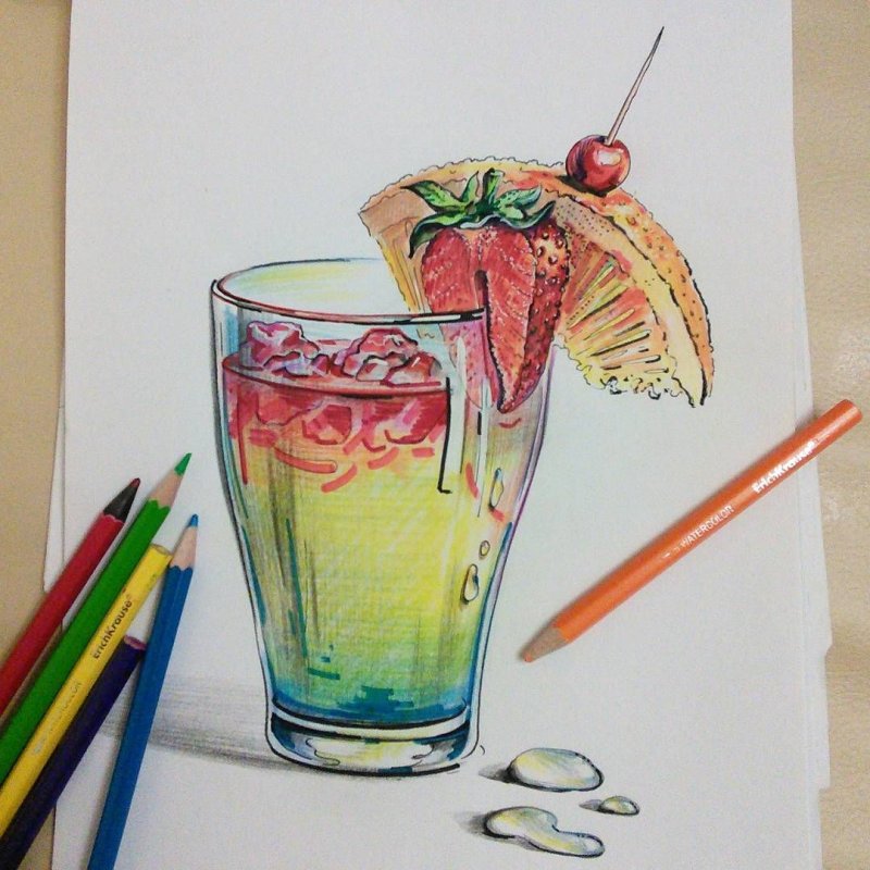 Скетчинг маркерами коктейль