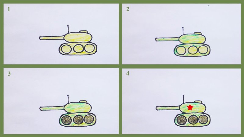 Т34 танк рисунок пошагово