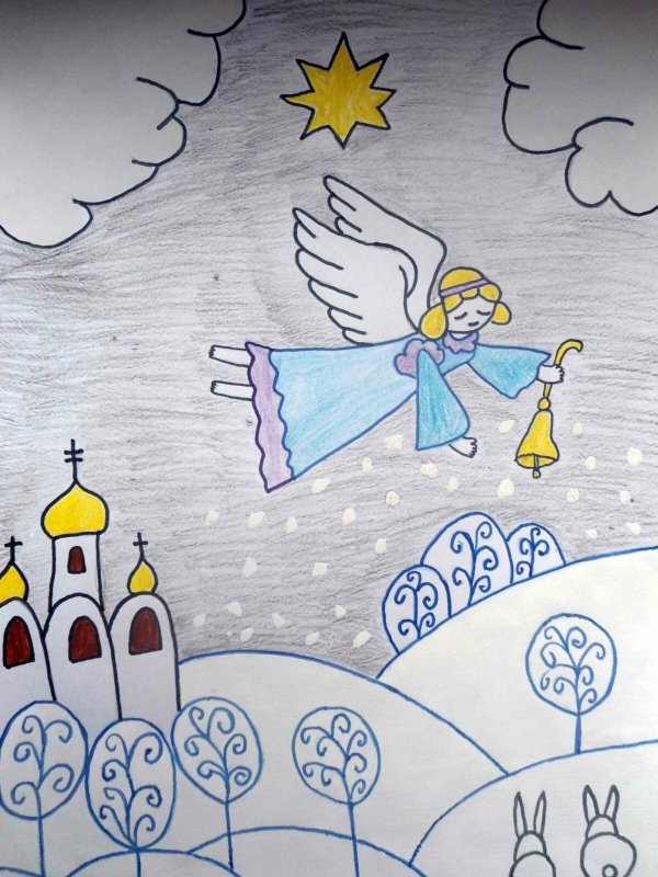 Рисунок на тему Рождество