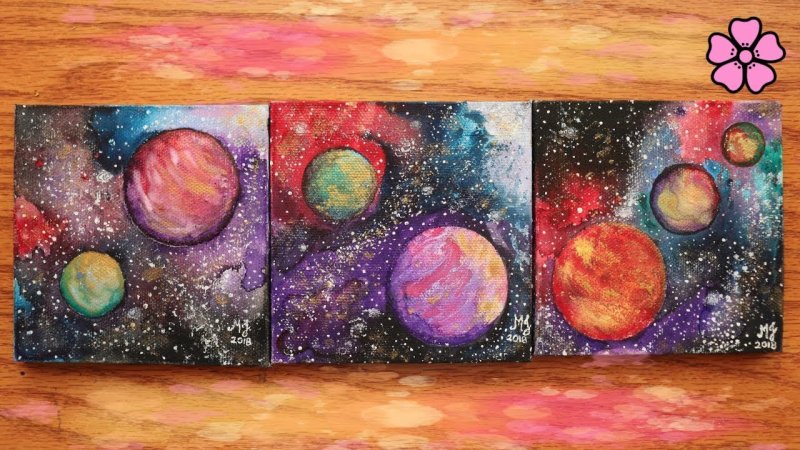 Рисование красками космос