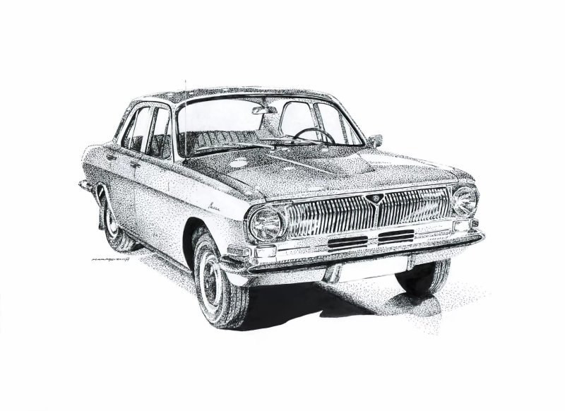 ГАЗ 24 сбоку рисунок
