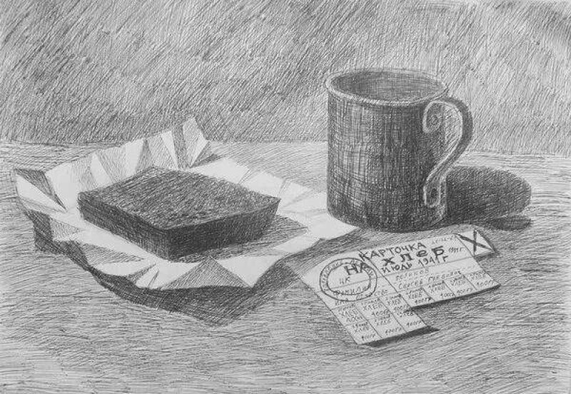 блокада ленинграда рисунки блокадный хлеб