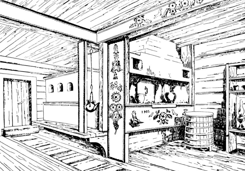 В.М.Максимов - Крестьянская изба 1869