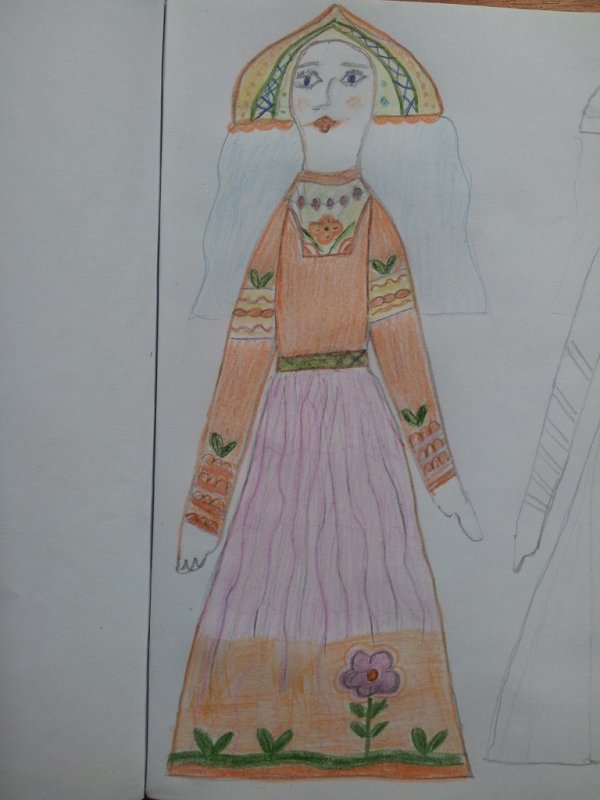 рисование кукла в национальном костюме в подготовительной группе