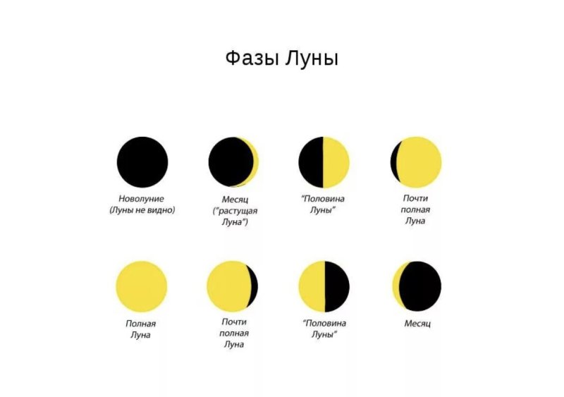 Рисунок фазы Луны и их названия