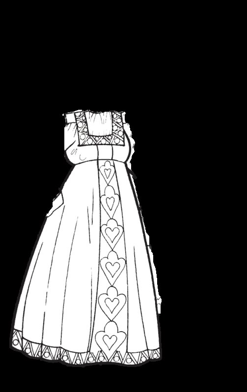 шаблон сарафана русского народного для раскрашивания