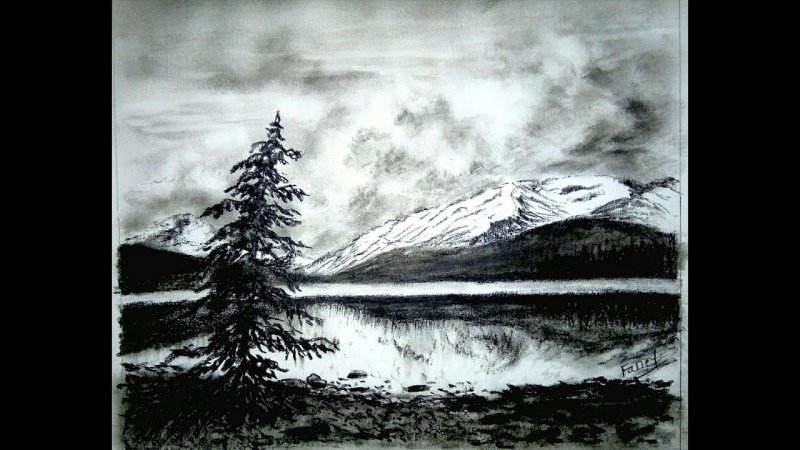 Пейзаж карандашом