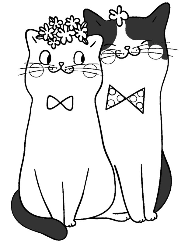 Раскраска котик с сердечком