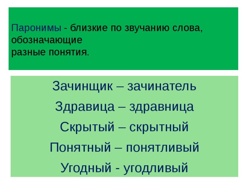 Паронимы примеры