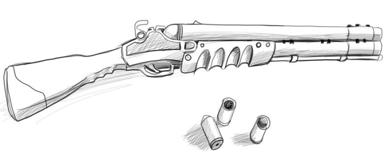 Дробовик рисунок карандашом