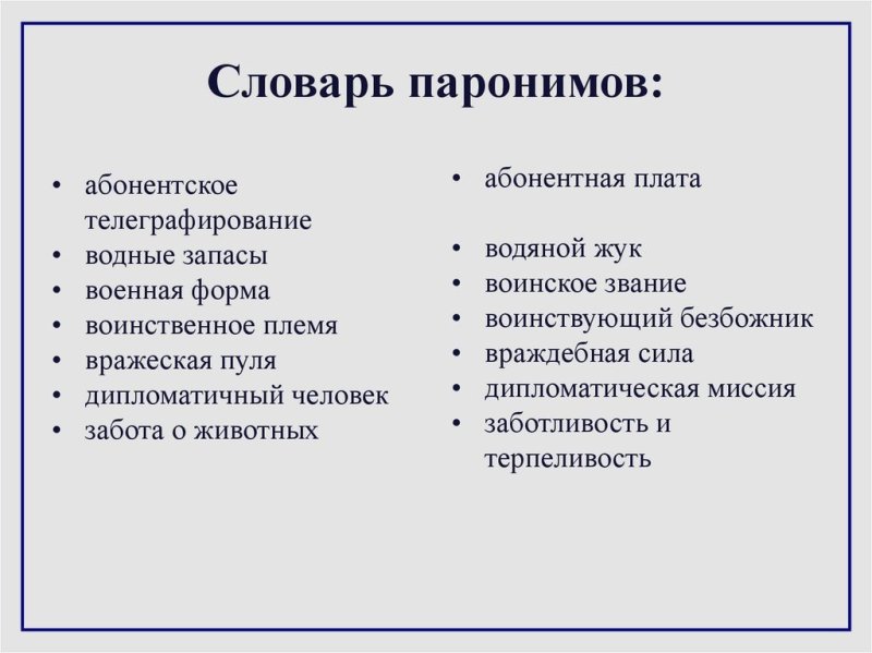 Слова паронимы