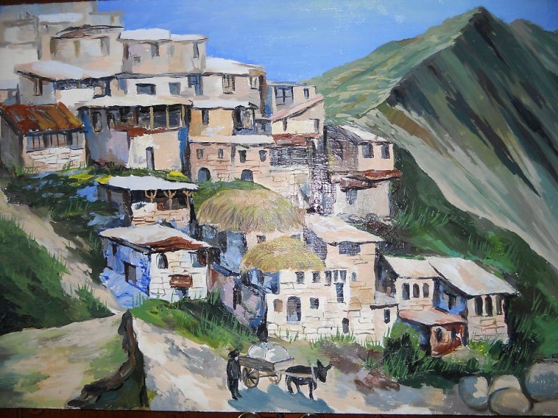 Кавказская сакля аул в горах