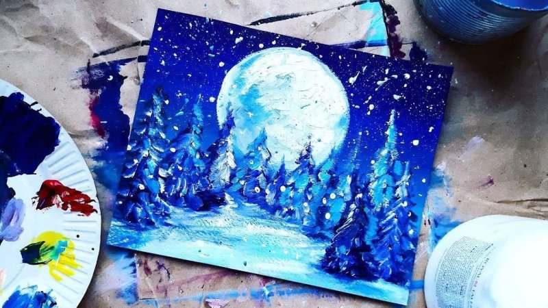 Новогодние рисунки красками