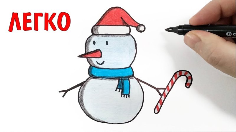 Рисунок снеговика для срисовки
