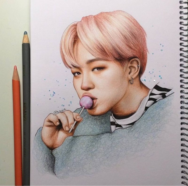 BTS Jimin карандашом