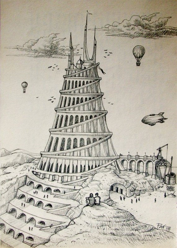 Вавилонская башня рисунок