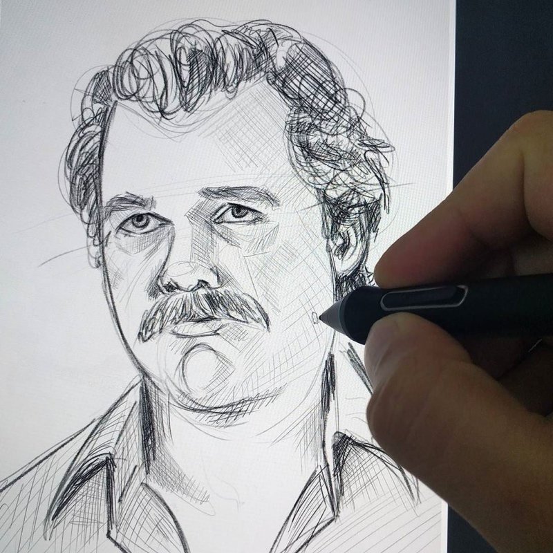 Пабло Эскобар рисунок карандашом