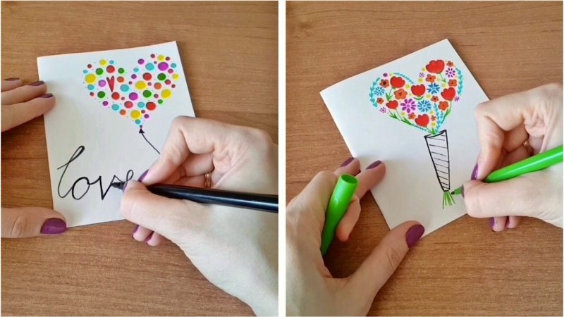 Открытки нарисованные своими руками