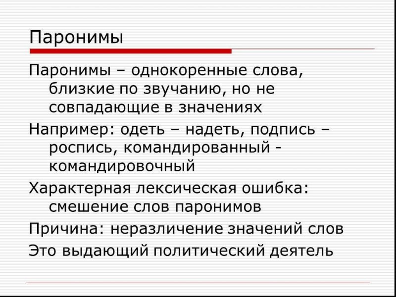 Слова паронимы