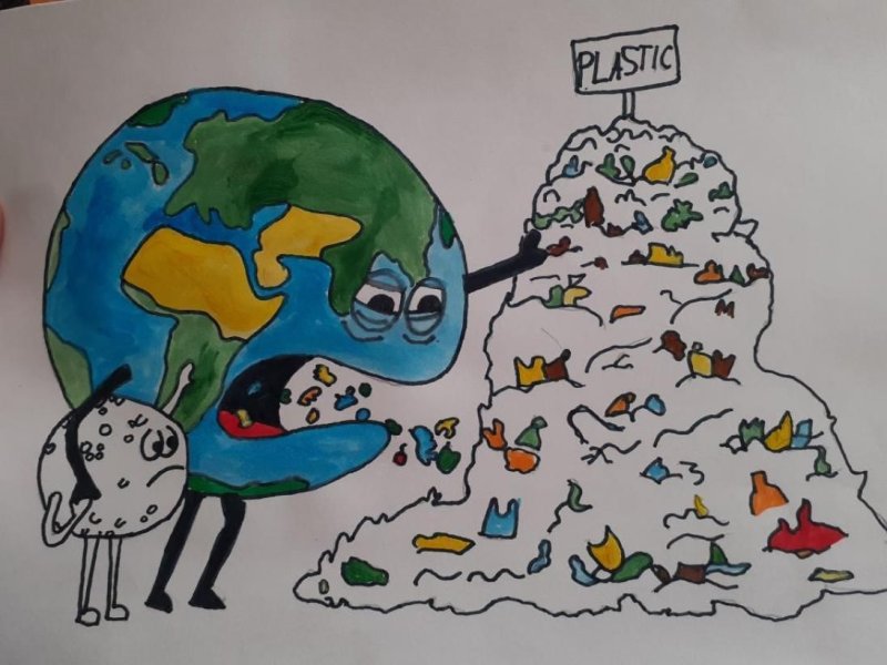 Рисунок на тему спасем планету от мусора