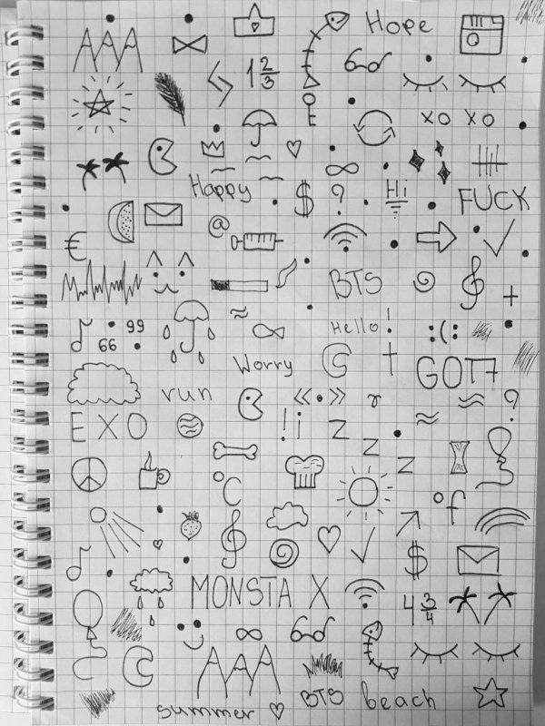 Рисунки ручкой в тетради