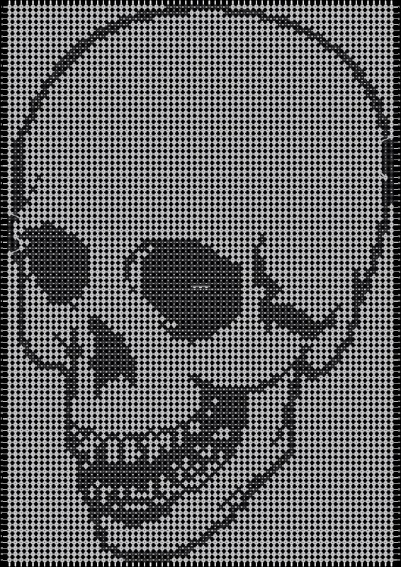 Череп по клеточкам в тетради