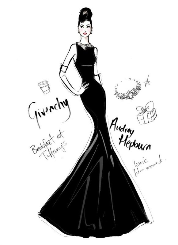 Fashion illustration Одри Хепберн