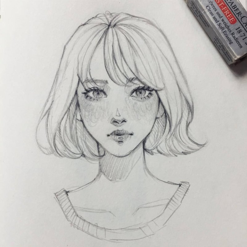 Рисунок девушки карандашом