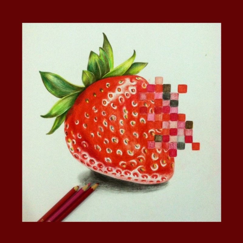 Клубника рисунок фломастерами