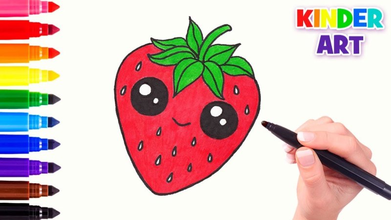 Нарисовать клубнику маркерами