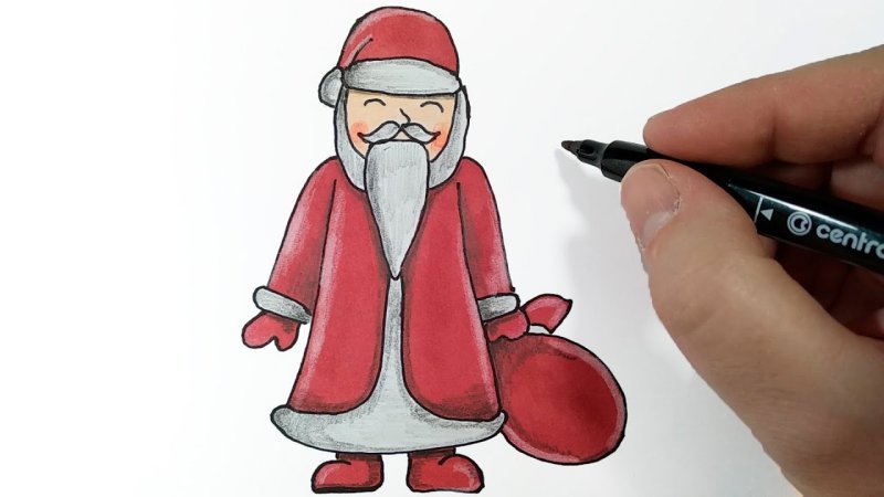 Рисунок Деда Мороза для срисовки легкие