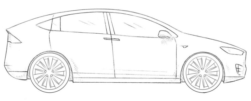 Как нарисовать Теслу поэтапно