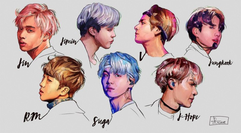 портреты участников бтс