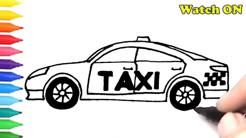 Машина такси рисунок карандашом