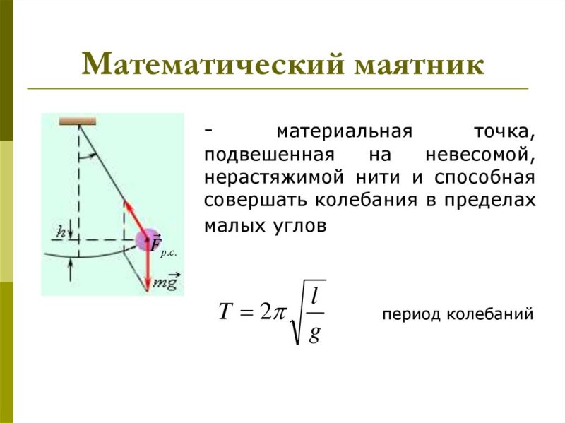 Формула математического маятника физика 9 класс
