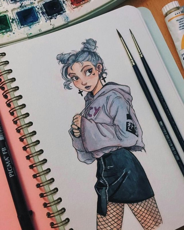 рисунки для скетчбука девушки