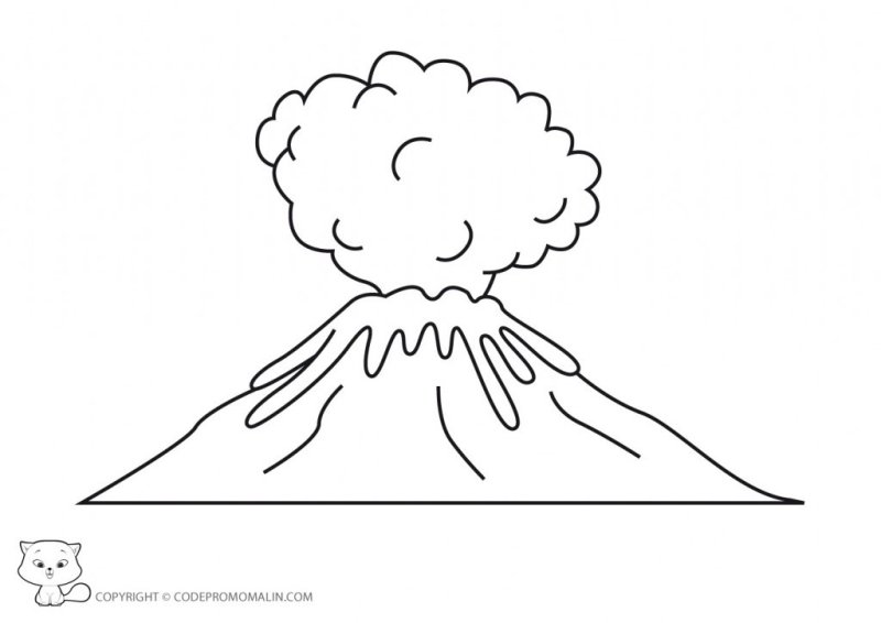 Извержение вулкана раскраска