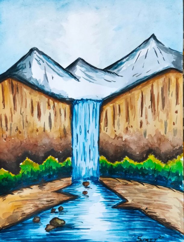 Детские рисунки водопада