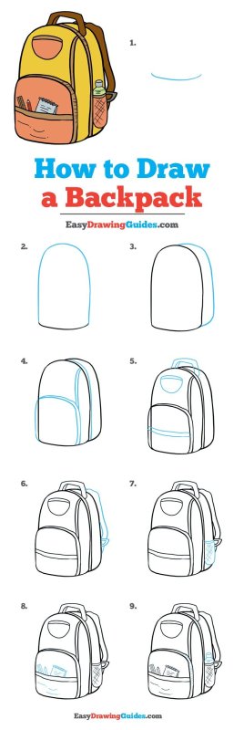 Рисунок карандашом портфеля сбоку