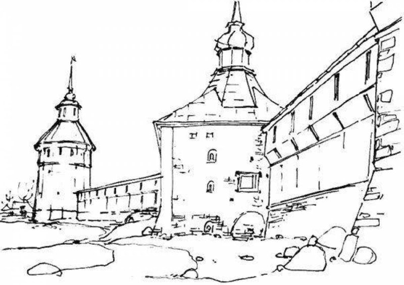 Кирилло-Белозерский монастырь рисунок