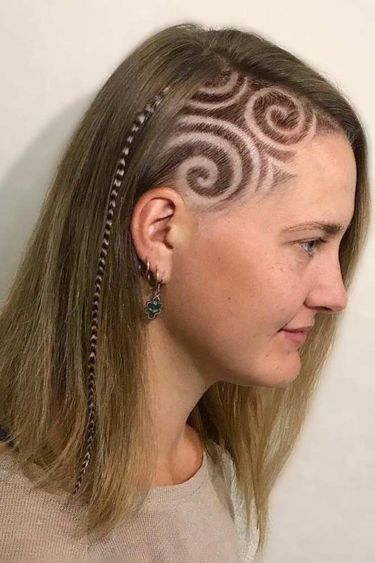 Женские стрижки с выбритыми узорами