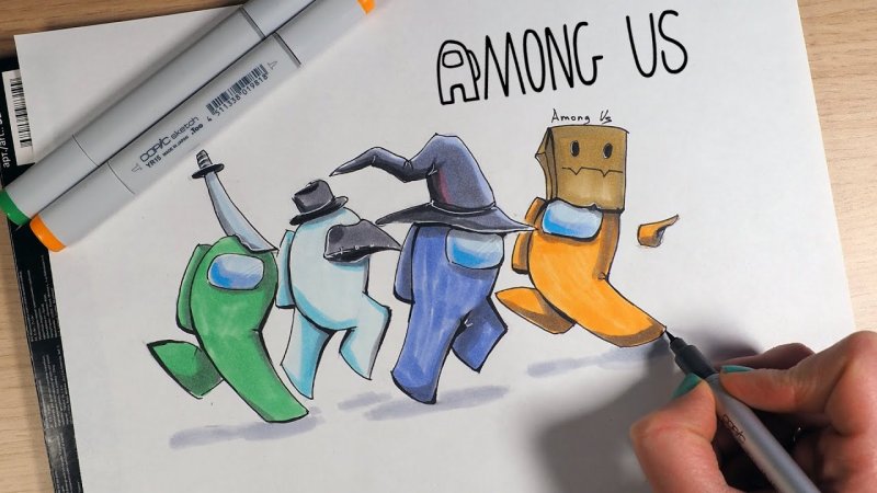Рисунки фломастерами among us