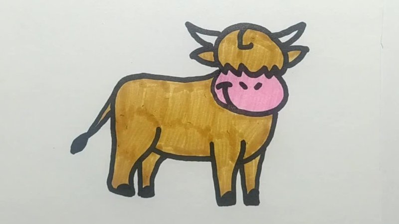 Нарисовать быка ребенку