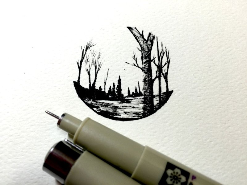 Рисунки тушью