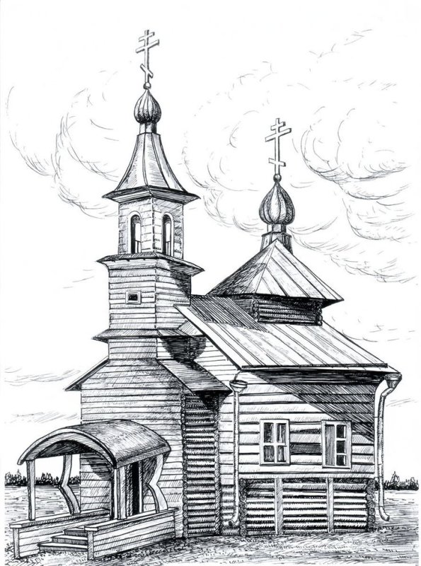 Церковь карандашом